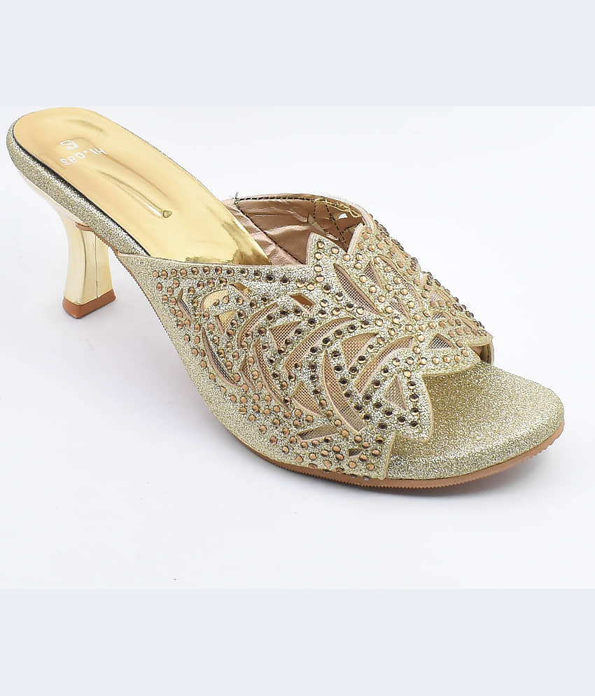 IndiForce Gold Women's Slip On Heels - Heels | Buy online on ZillyBuy