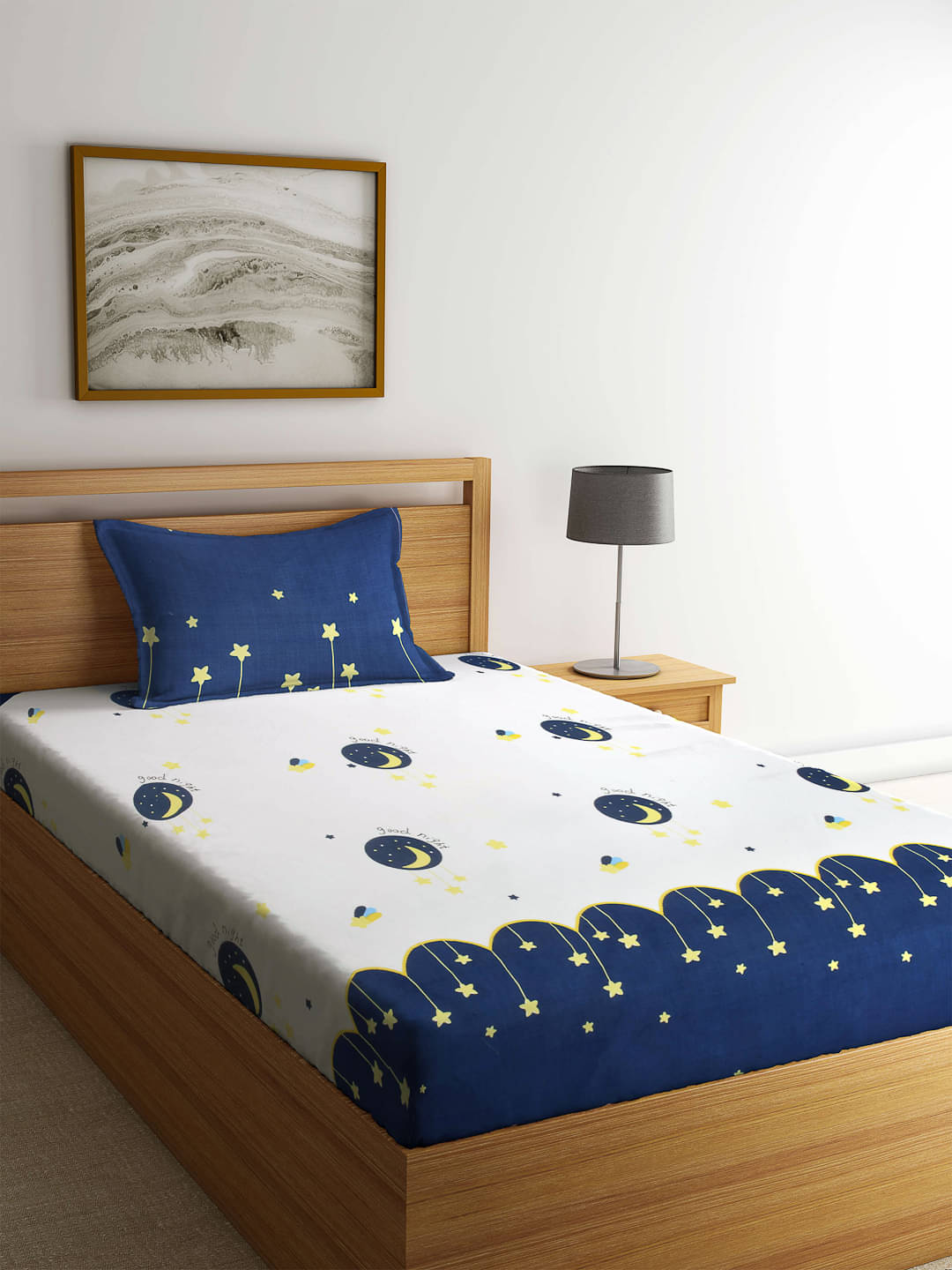 Klotthe Poly Cotton Graphic 1 Single Bedsheet with 1 Pillow Cover - Multicolor Klotthe Poly Cotton Graphic 1 Single Bedsheet with 1 Pillow Cover - Multicolor
