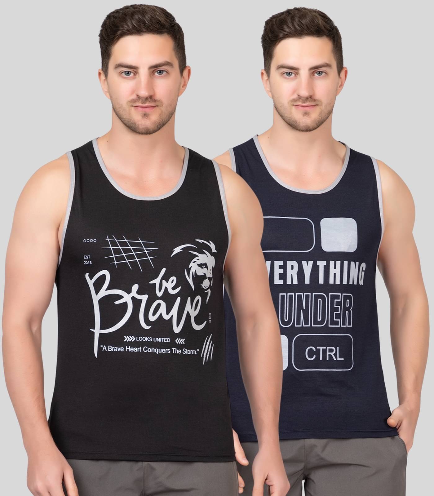 Looks United Pack of 2 Cotton Sleeveless vest For Men ( Multi ) Looks United Pack of 2 Cotton Sleeveless vest For Men ( Multi )