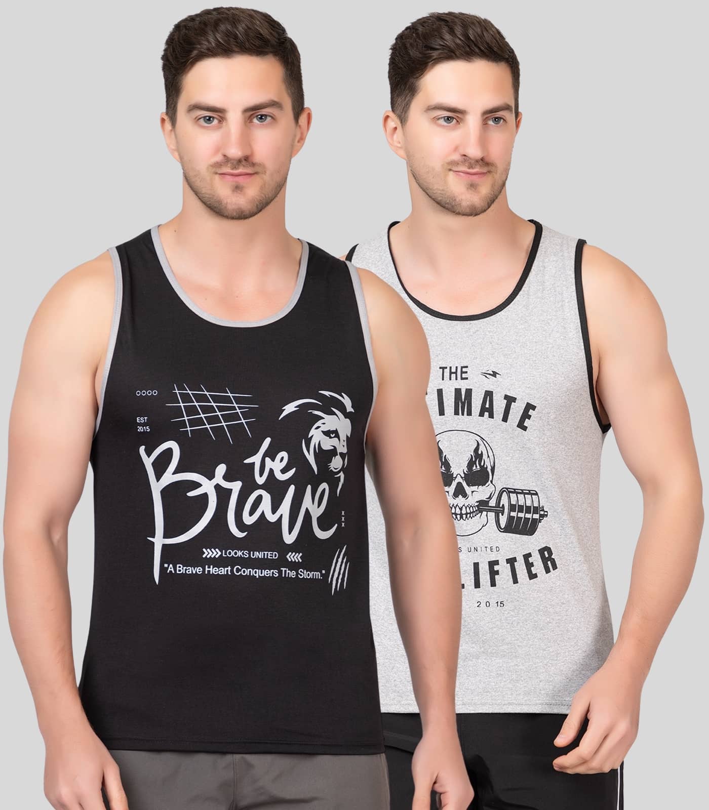 Looks United Pack of 2 Cotton Sleeveless vest For Men ( Multi ) - Nightwear & Loungewear | Buy online on ZillyBuy