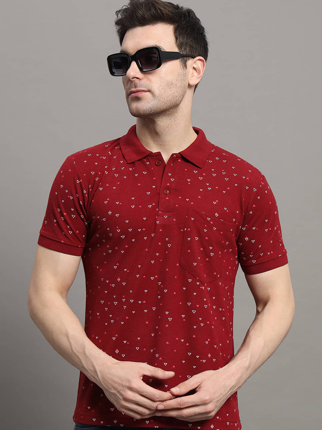 MXN Cotton Blend Regular Fit Printed Half Sleeves Men's Polo T Shirt - Wine ( Pack of 1 ) MXN Cotton Blend Regular Fit Printed Half Sleeves Men's Polo T Shirt - Wine ( Pack of 1 )