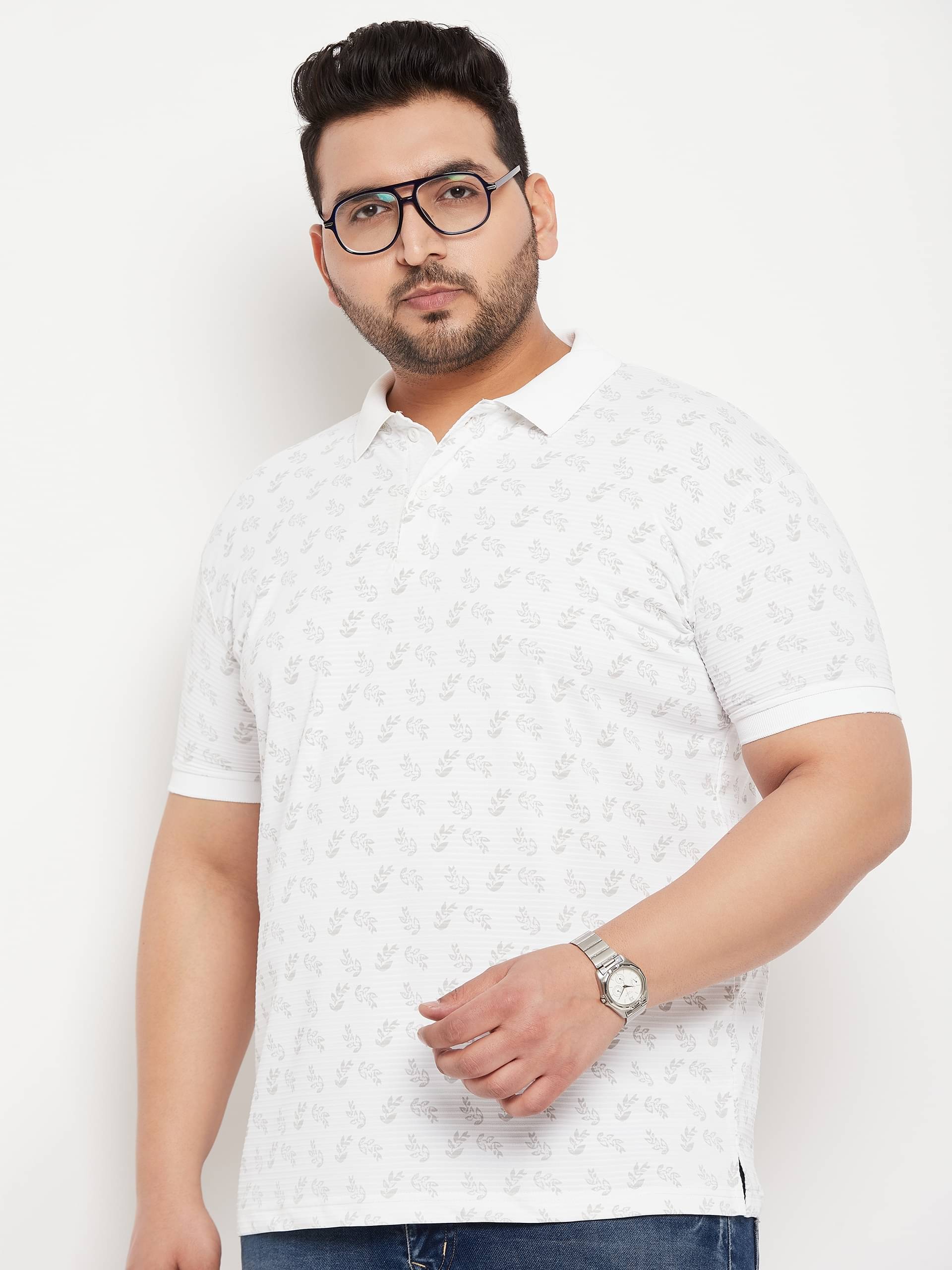 Nyker Pack of 1 Cotton Blend Regular Fit Printed Half Sleeves Men's Polo T Shirt ( White ) Nyker Pack of 1 Cotton Blend Regular Fit Printed Half Sleeves Men's Polo T Shirt ( White )
