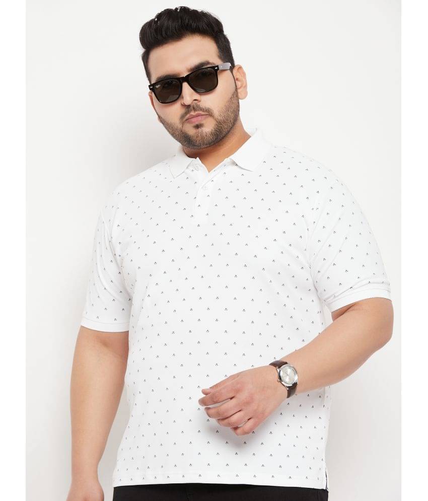     			Nyker Pack of 1 Cotton Blend Regular Fit Printed Half Sleeves Men's Polo T Shirt ( White )
