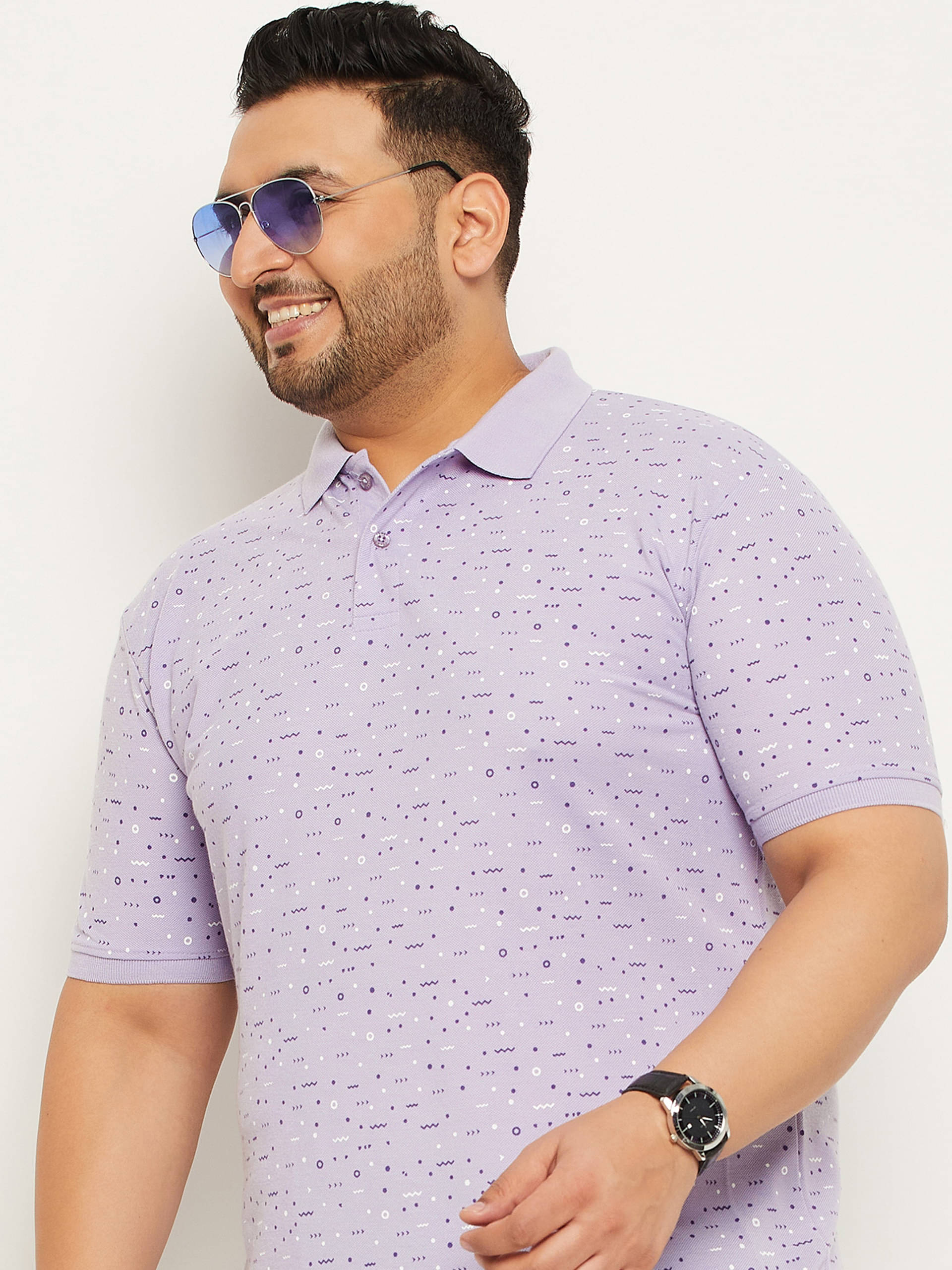     			Nyker Pack of 1 Cotton Blend Regular Fit Printed Half Sleeves Men's Polo T Shirt ( Purple )