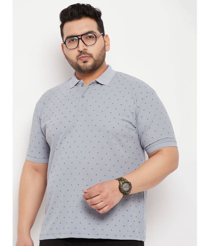 Nyker Pack of 1 Cotton Blend Regular Fit Printed Half Sleeves Men's Polo T Shirt ( Grey ) Nyker Pack of 1 Cotton Blend Regular Fit Printed Half Sleeves Men's Polo T Shirt ( Grey )