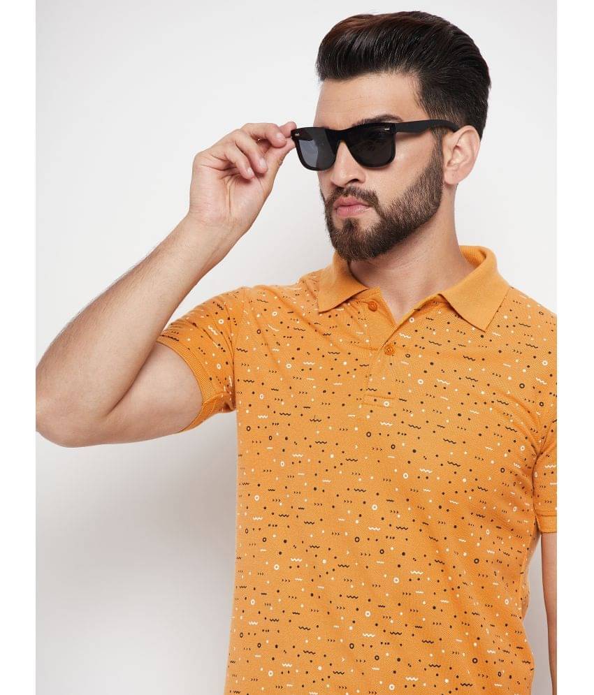 Nyker Pack of 1 Cotton Blend Regular Fit Printed Half Sleeves Men's Polo T Shirt ( Yellow ) Nyker Pack of 1 Cotton Blend Regular Fit Printed Half Sleeves Men's Polo T Shirt ( Yellow )