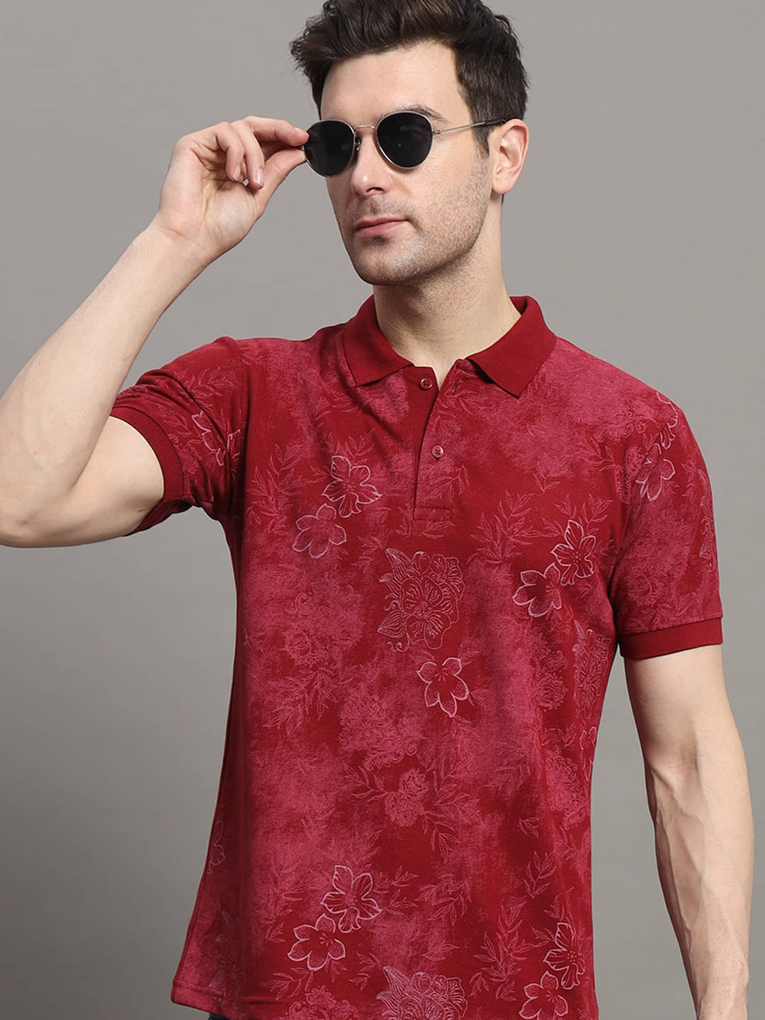 Nyker Pack of 1 Cotton Blend Regular Fit Printed Half Sleeves Men's Polo T Shirt ( Wine ) Nyker Pack of 1 Cotton Blend Regular Fit Printed Half Sleeves Men's Polo T Shirt ( Wine )