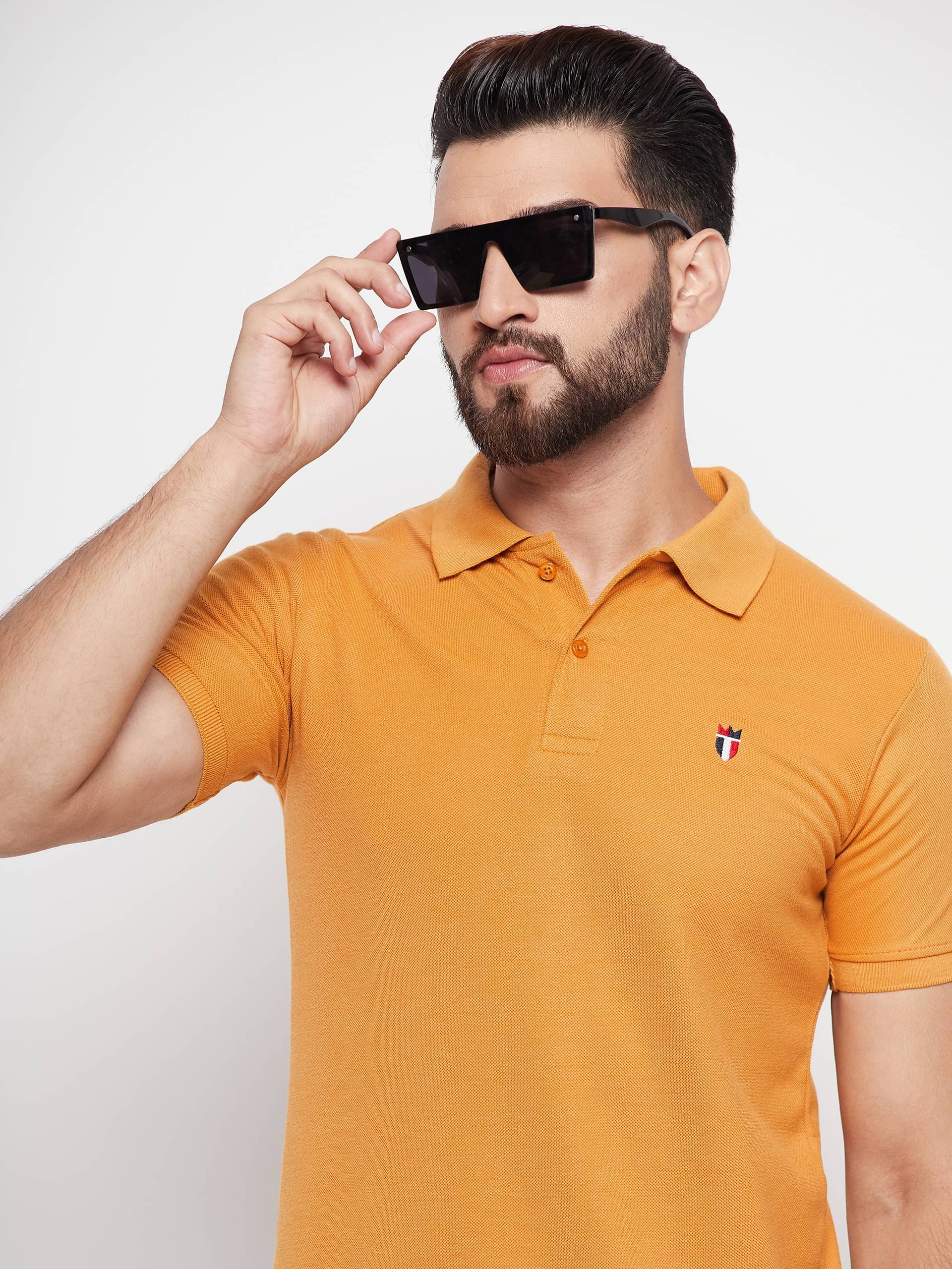 Nyker Pack of 1 Cotton Blend Regular Fit Solid Half Sleeves Men's Polo T Shirt ( Yellow ) Nyker Pack of 1 Cotton Blend Regular Fit Solid Half Sleeves Men's Polo T Shirt ( Yellow )