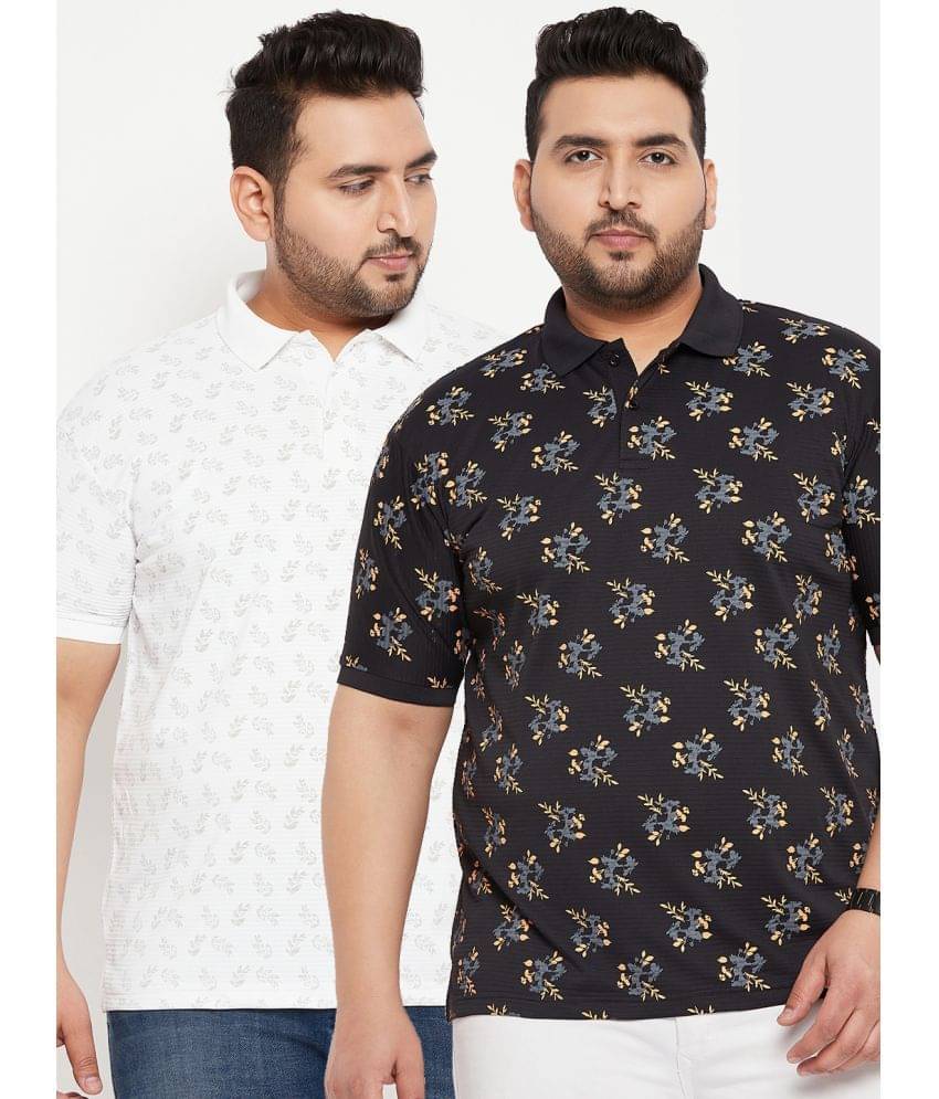 Nyker Pack of 2 Cotton Blend Regular Fit Printed Half Sleeves Men's Polo T Shirt ( Black ) Nyker Pack of 2 Cotton Blend Regular Fit Printed Half Sleeves Men's Polo T Shirt ( Black )