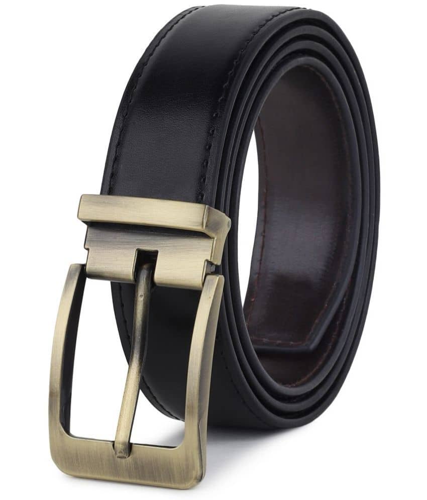SUNSHOPPING - Black Faux Leather Men's Reversible Belt ( Pack of 1 )