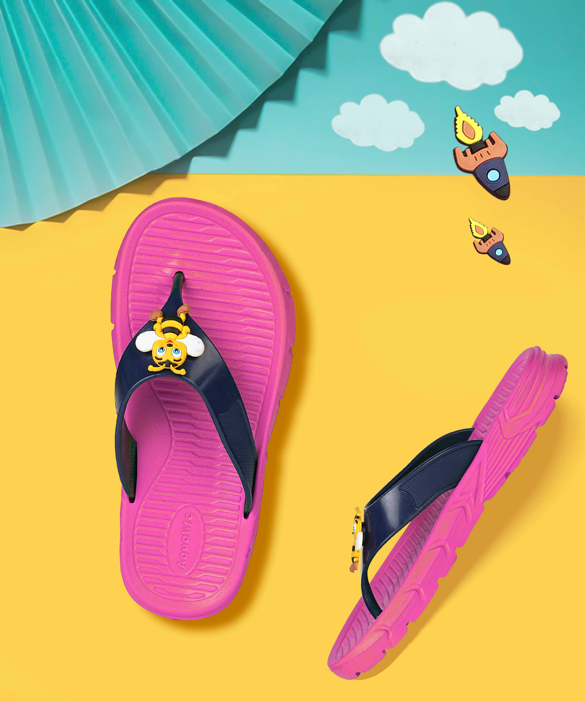 Aqualite Kids Pink & Navy Blue Slipper
