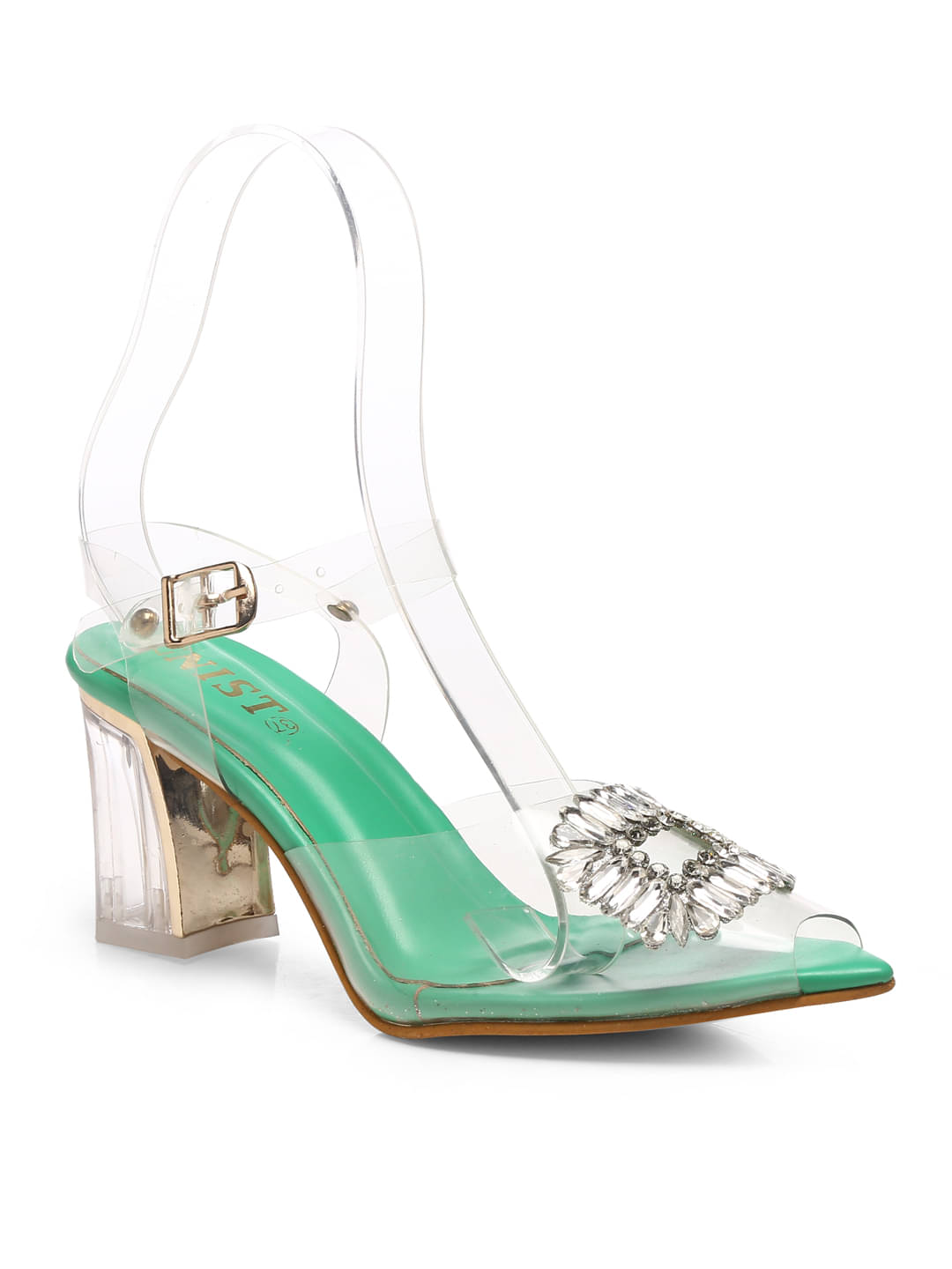     			Gnist Green Women's Sandal Heels