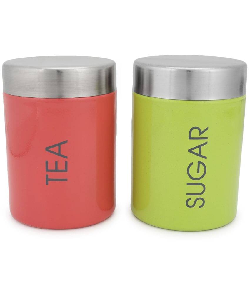     			Dynore Steel Multicolor Tea/Coffee/Sugar Container ( Set of 2 )
