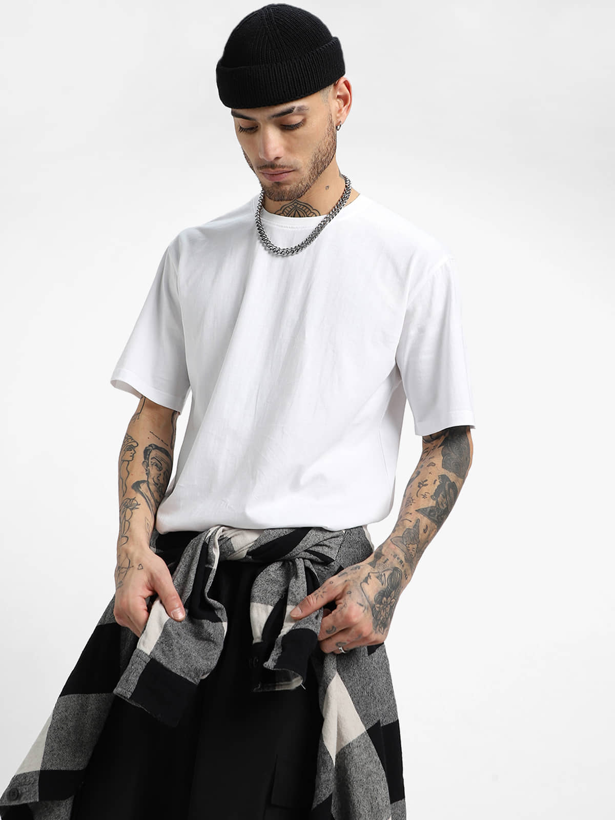 Veirdo Pack of 1 100% Cotton Oversized Fit Men's T-Shirt ( White )