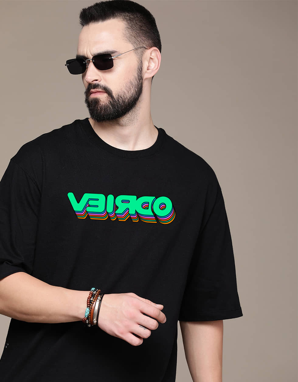 Veirdo Pack of 1 100% Cotton Oversized Fit Men's T-Shirt ( White )