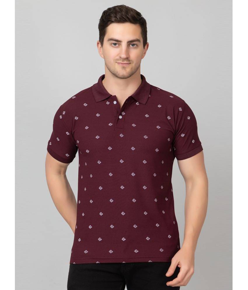 Zeffit Pack of 1 Polyester Regular Fit Printed Half Sleeves Men's Polo T Shirt ( Wine ) Zeffit Pack of 1 Polyester Regular Fit Printed Half Sleeves Men's Polo T Shirt ( Wine )