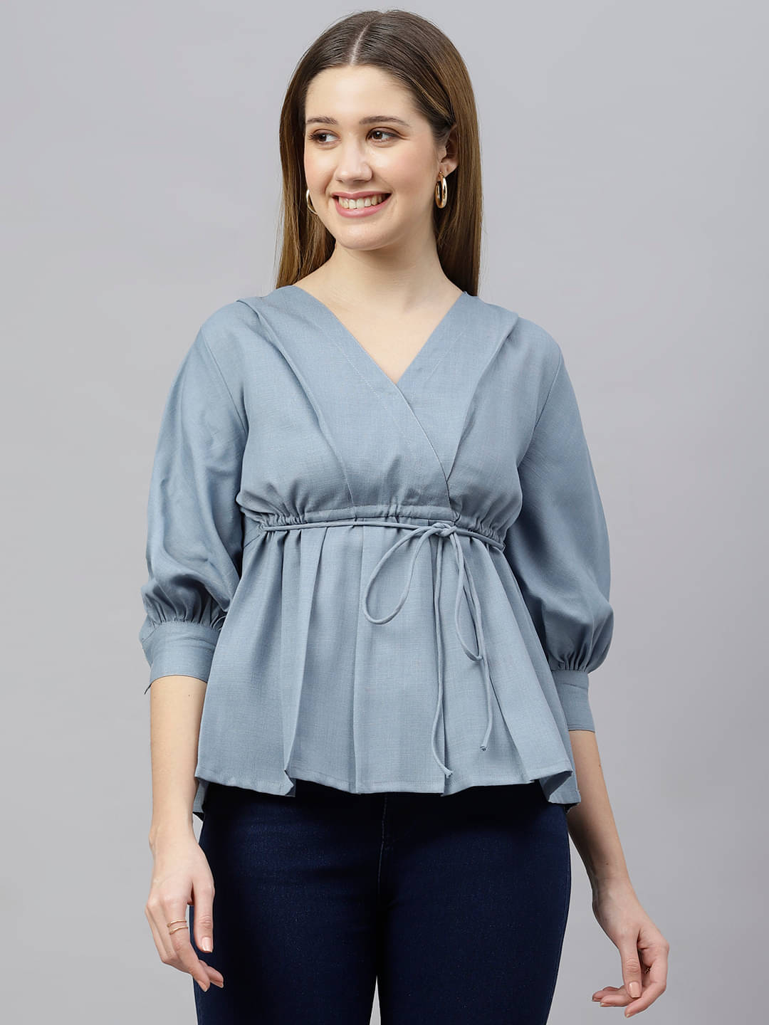     			Flamboyant Women's Rayon Regular Top ( Blue )