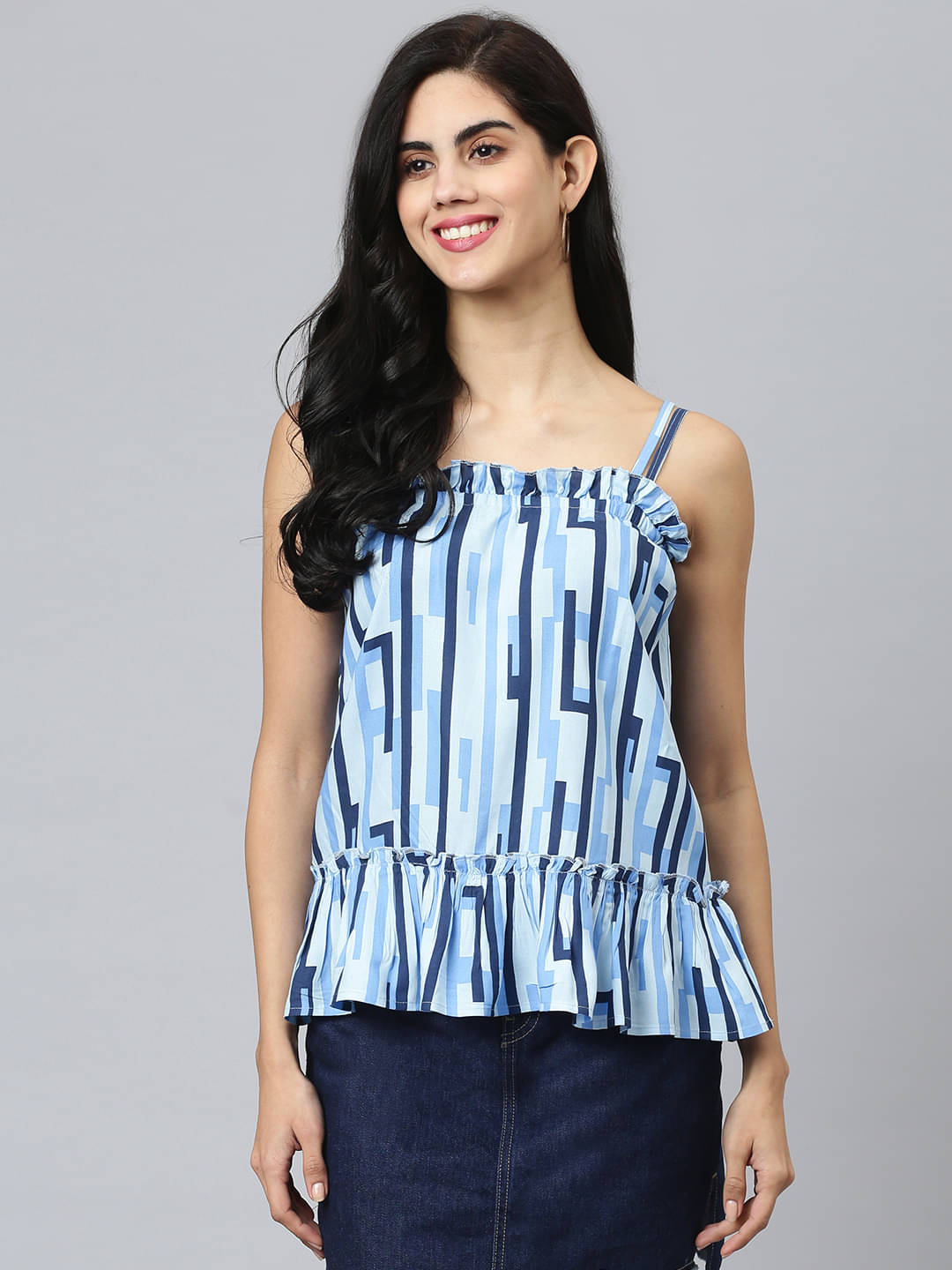     			Flamboyant Women's Rayon Regular Top ( Blue )