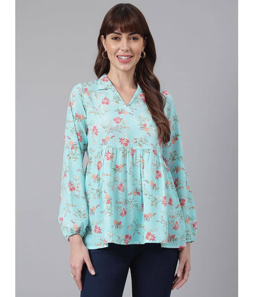 Flamboyant Women's Rayon Regular Top ( Light Blue )