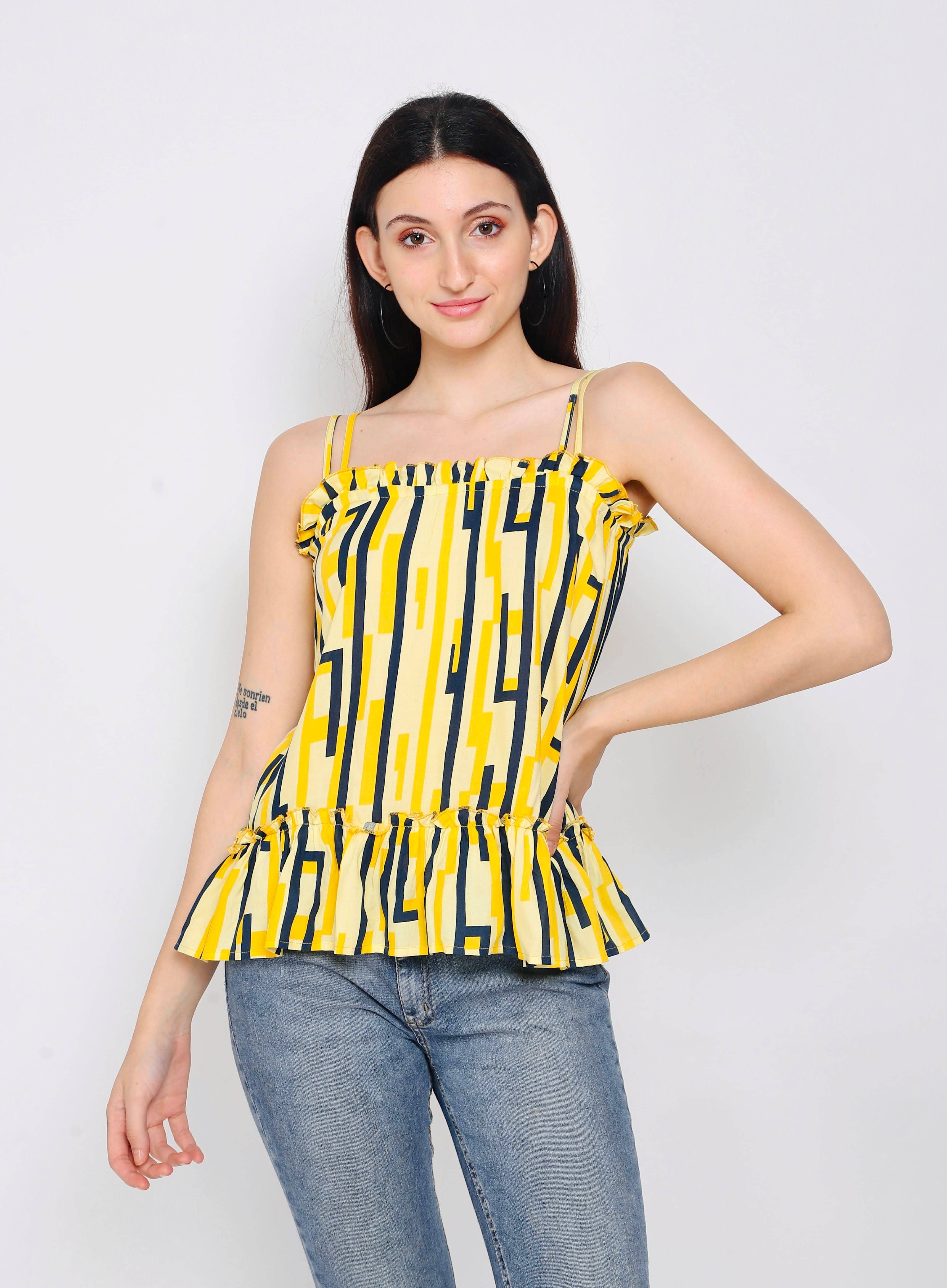     			Flamboyant Women's Rayon Regular Top ( Yellow )