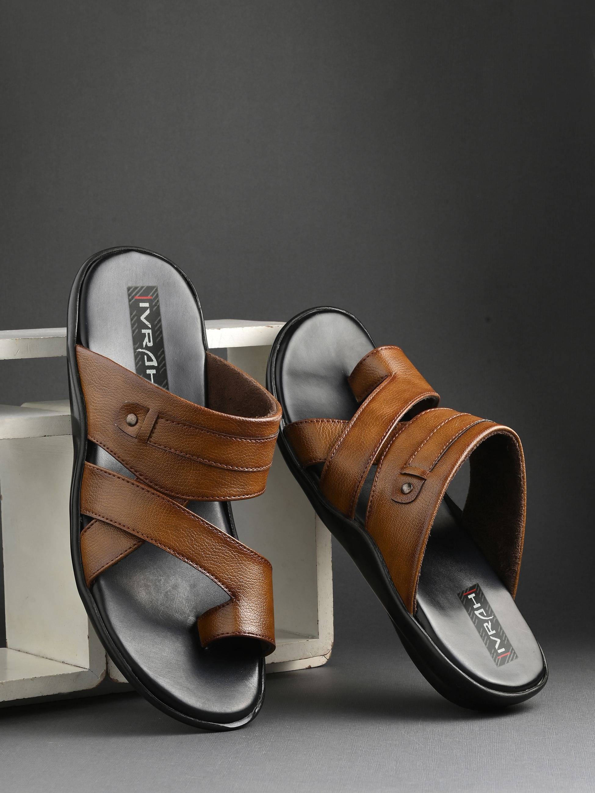     			IVRAH Tan Men's Leather Slipper