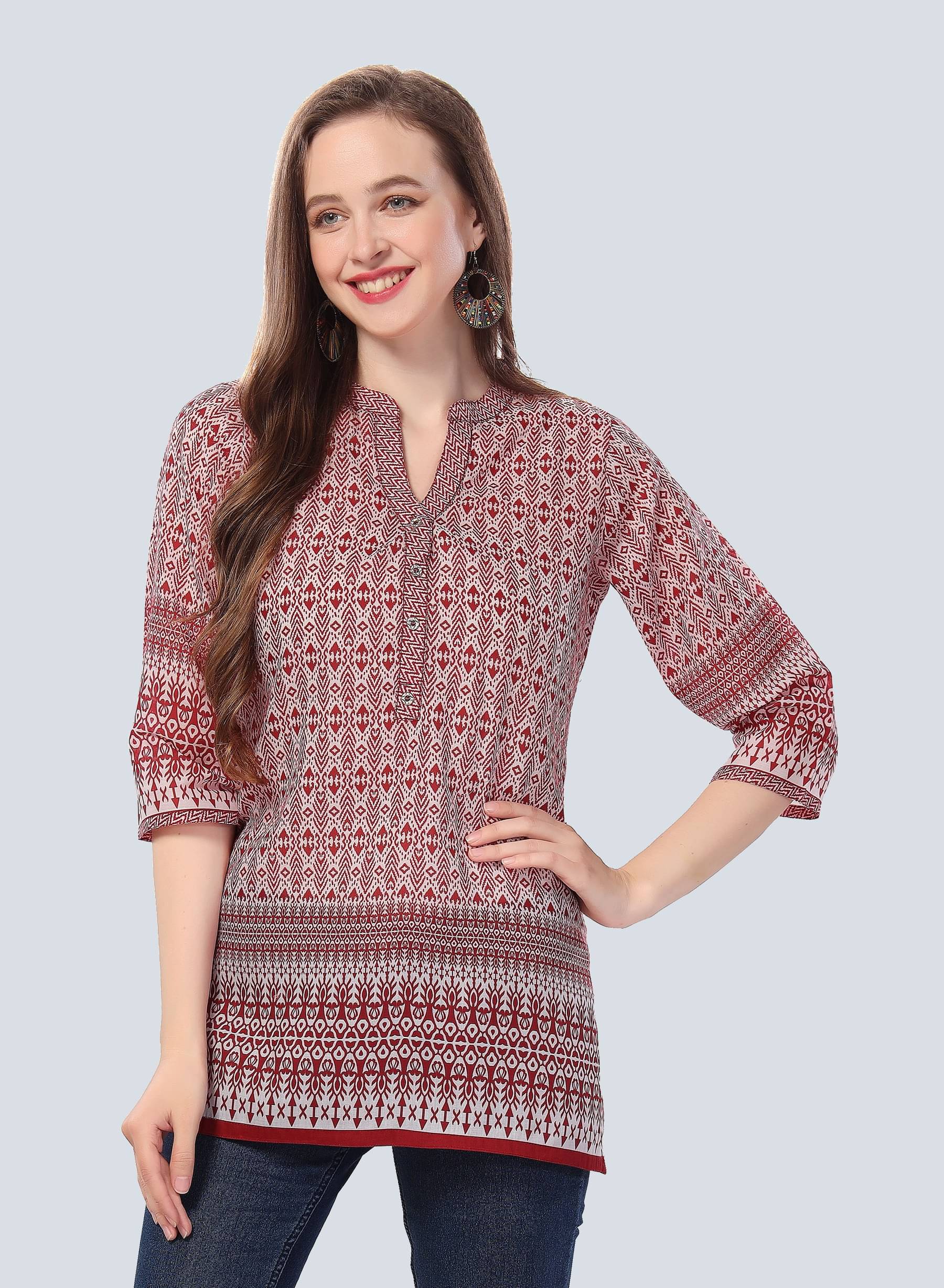     			Meher Impex Maroon Cotton Women's Tunic ( Pack of 1 )