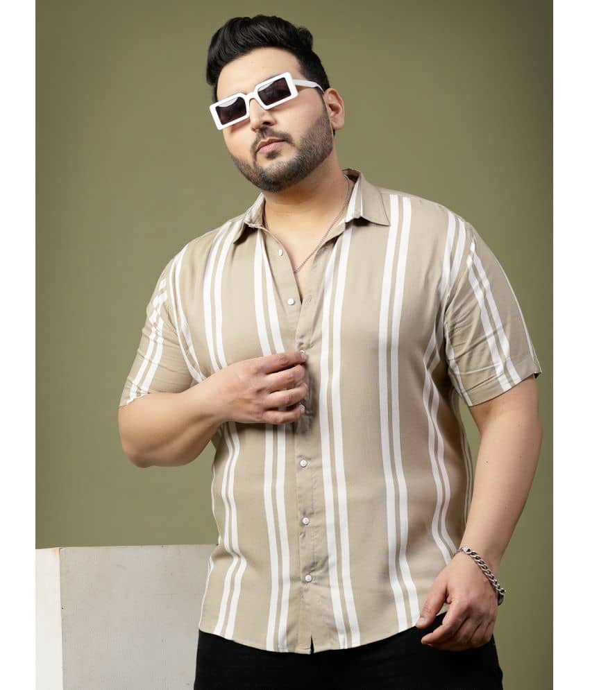 Rigo Rayon Slim Fit Printed Half Sleeves Men's Casual Shirt - Beige ( Pack of 1 )