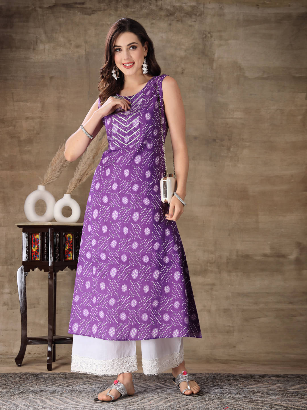    			Stylum Cotton Printed A-Line Women's Kurti - Purple ( Pack of 1 )