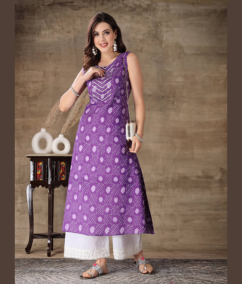 Stylum Cotton Printed Straight Women's Kurti - Purple ( Pack of 1 ) - Kurtis, Tunics | Buy online on ZillyBuy
