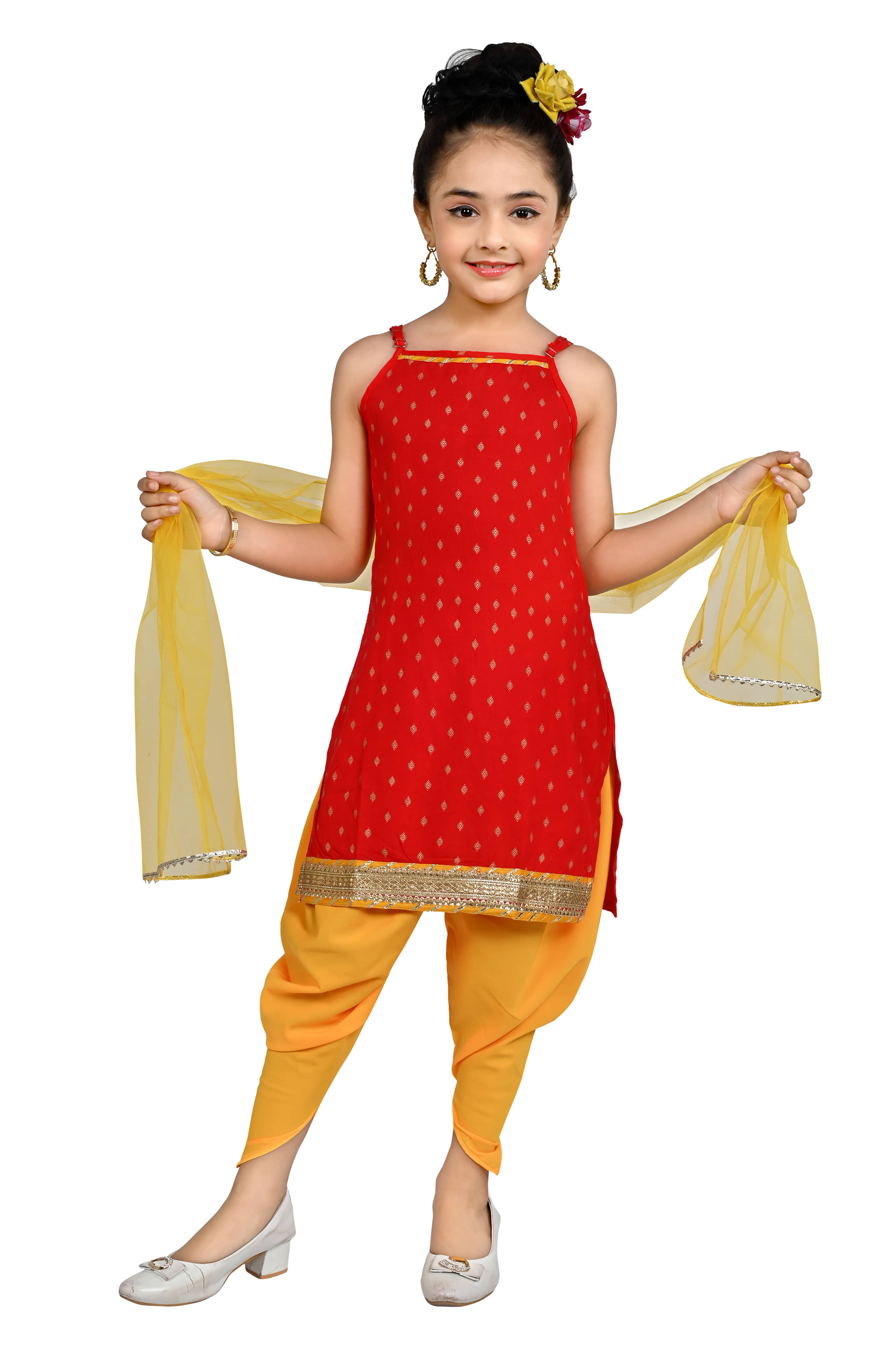     			Arshia Fashions Girls Rayon Suit Sets ( Pack of 1 , Red )