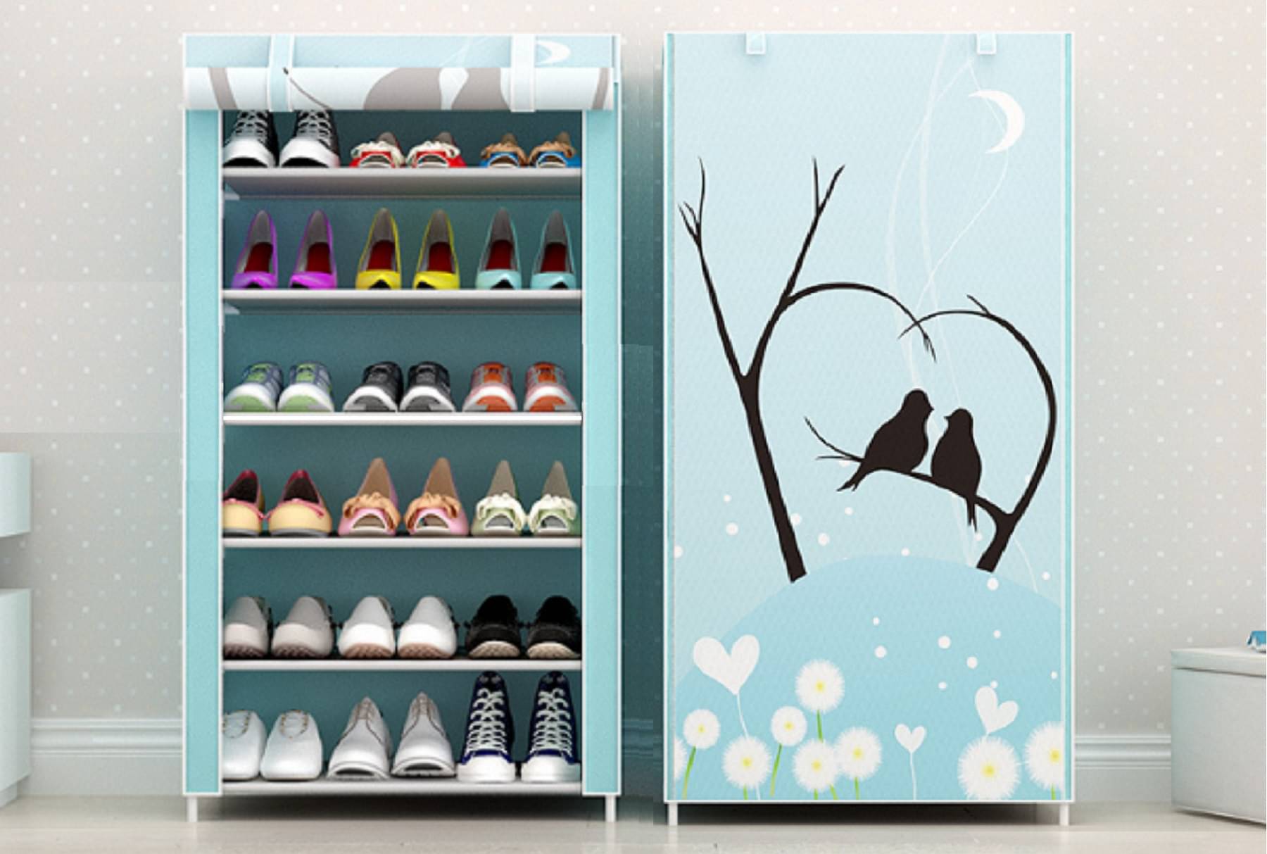 CMerchants Metal More Than 5 Tier Shoe Rack Sky Blue CMerchants Metal More Than 5 Tier Shoe Rack Sky Blue