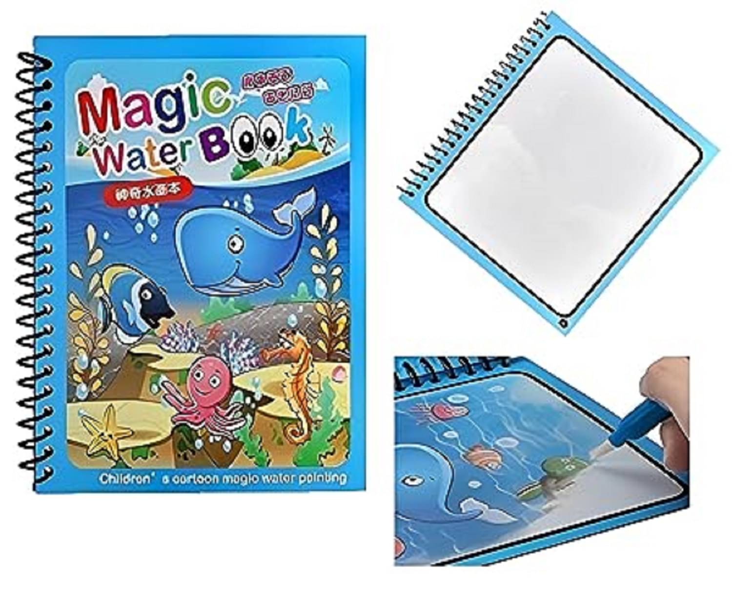     			Magic Water Quick Dry Book Water Coloring Book Doodle with Magic Pen Painting Board for Children Education Drawing Pad Magic Water Book Reusable Drawing Book