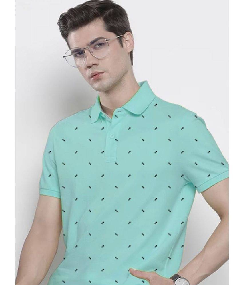 Merriment Pack of 1 Cotton Blend Regular Fit Printed Half Sleeves Men's Polo T Shirt ( Aqua ) Merriment Pack of 1 Cotton Blend Regular Fit Printed Half Sleeves Men's Polo T Shirt ( Aqua )