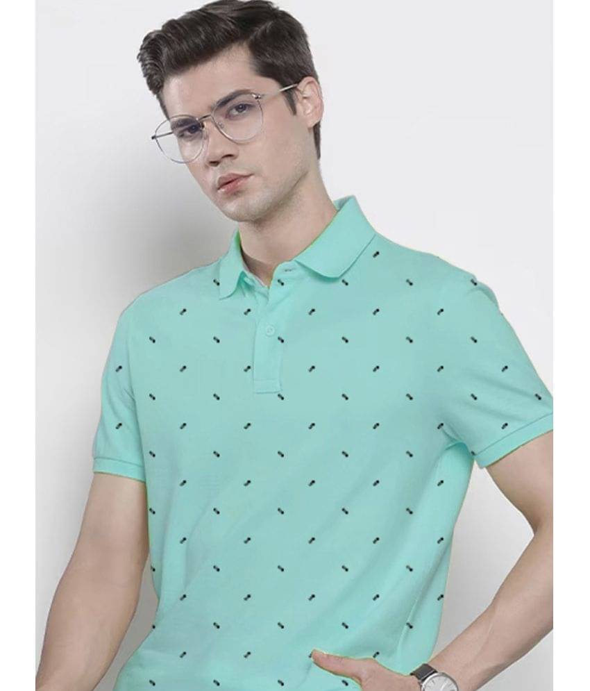 Merriment Pack of 1 Cotton Blend Regular Fit Printed Half Sleeves Men's Polo T Shirt ( Aqua ) Merriment Pack of 1 Cotton Blend Regular Fit Printed Half Sleeves Men's Polo T Shirt ( Aqua )