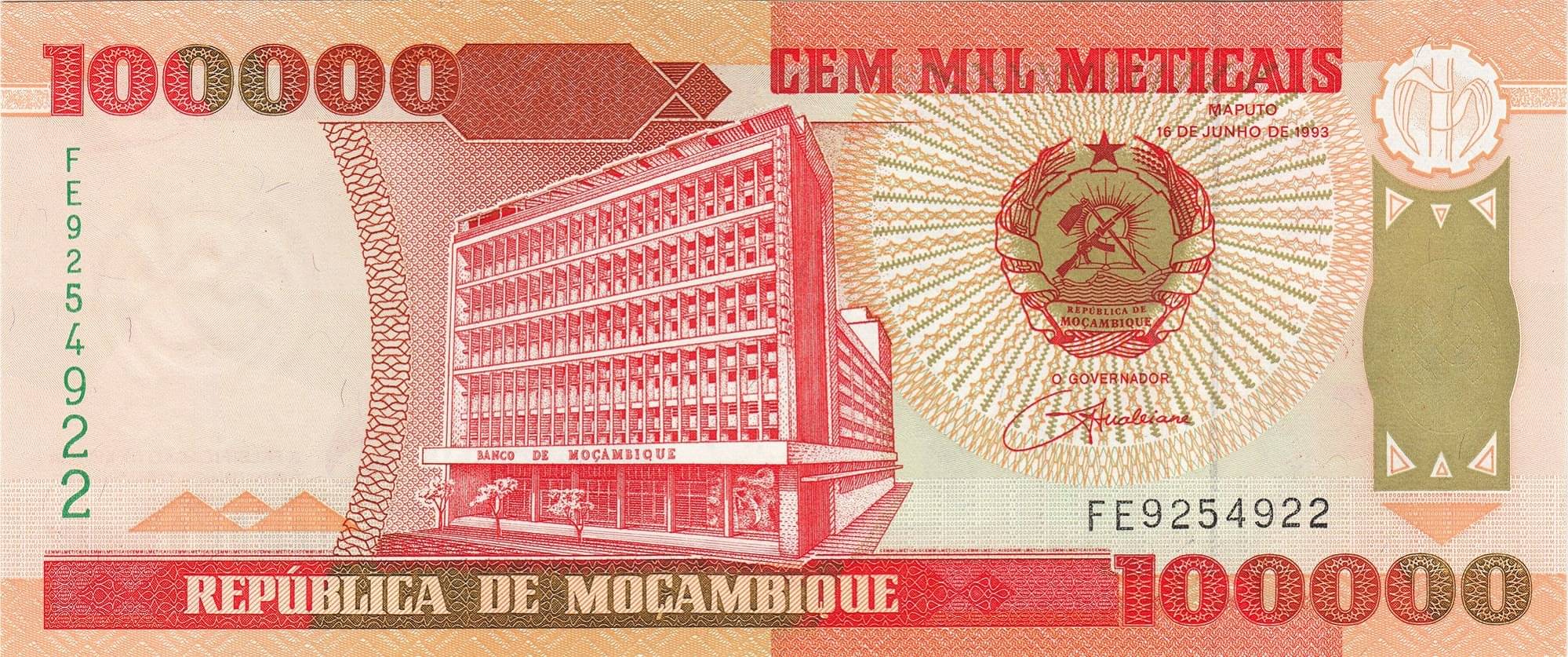 Mozambique 100000 Meticais Top Grade Beautiful Gem UNC Banknote Mozambique 100000 Meticais Top Grade Beautiful Gem UNC Banknote