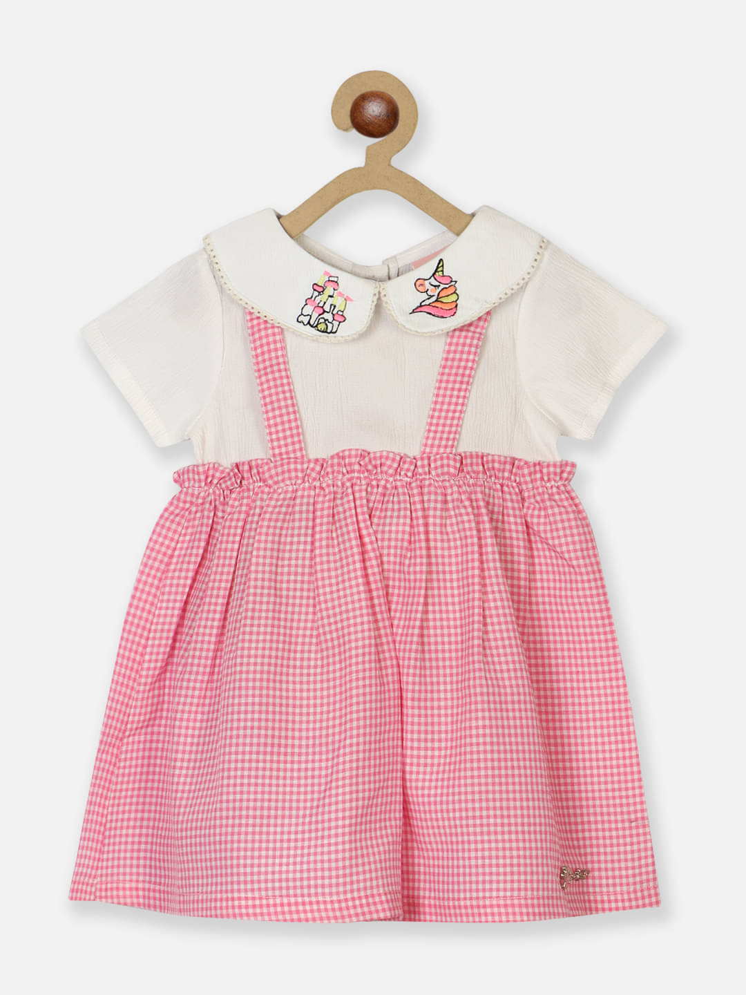     			Nauti Nati Pink & White Polyester Baby Girl Frock ( Pack of 1 )
