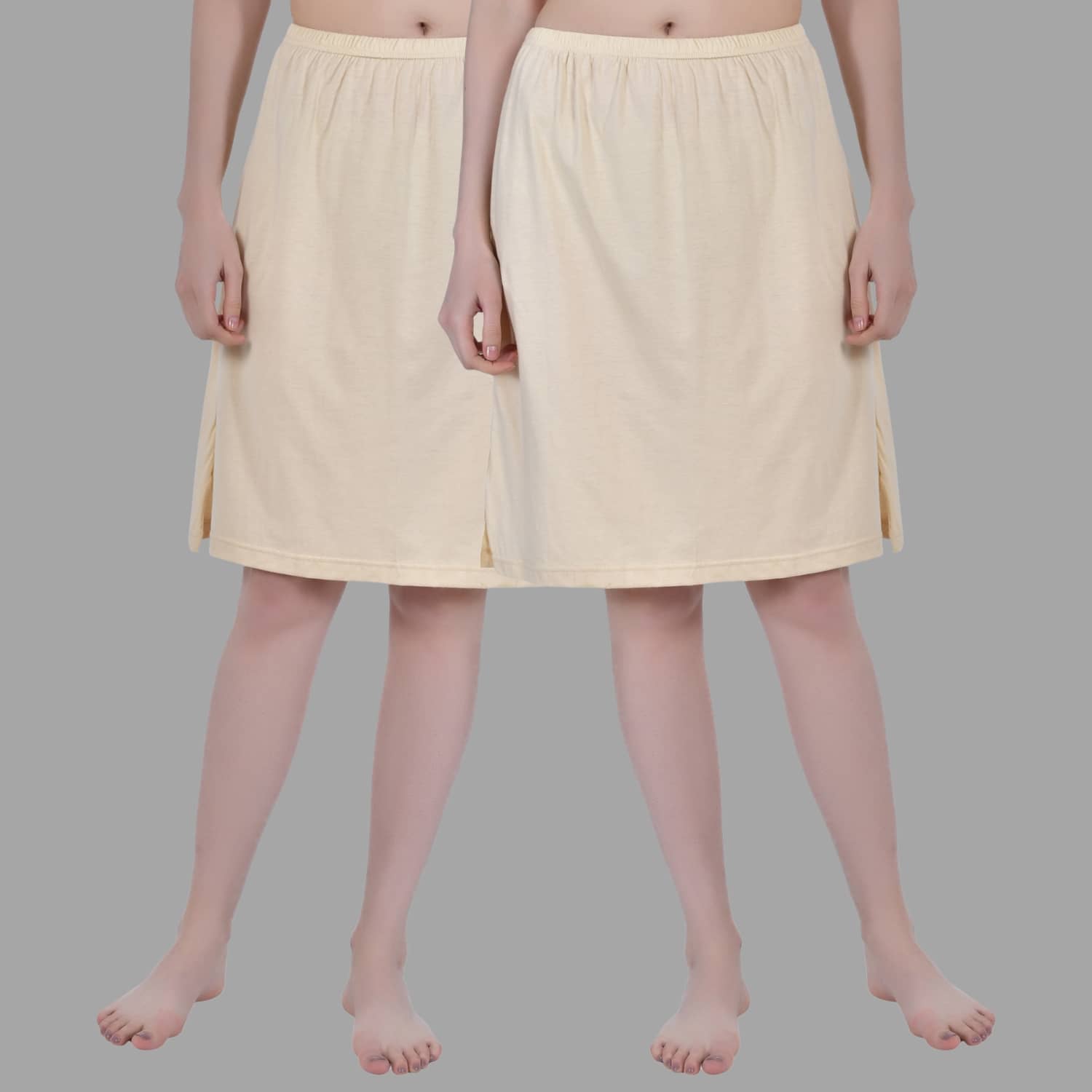 AIMLY Beige Cotton Women's Straight Skirt ( Pack of 2 )