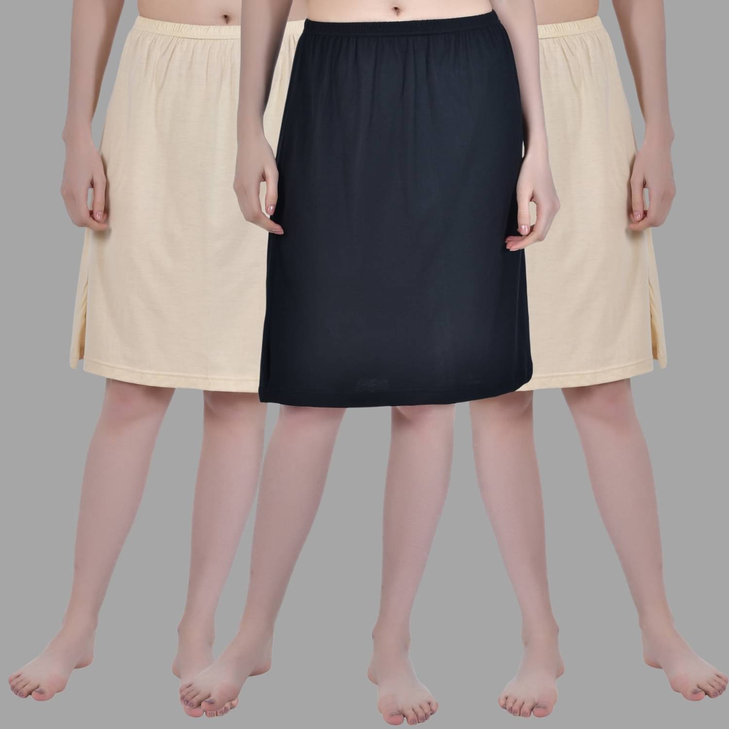 AIMLY Beige Cotton Women's Straight Skirt ( Pack of 3 )     			AIMLY Beige Cotton Women's Straight Skirt ( Pack of 3 )