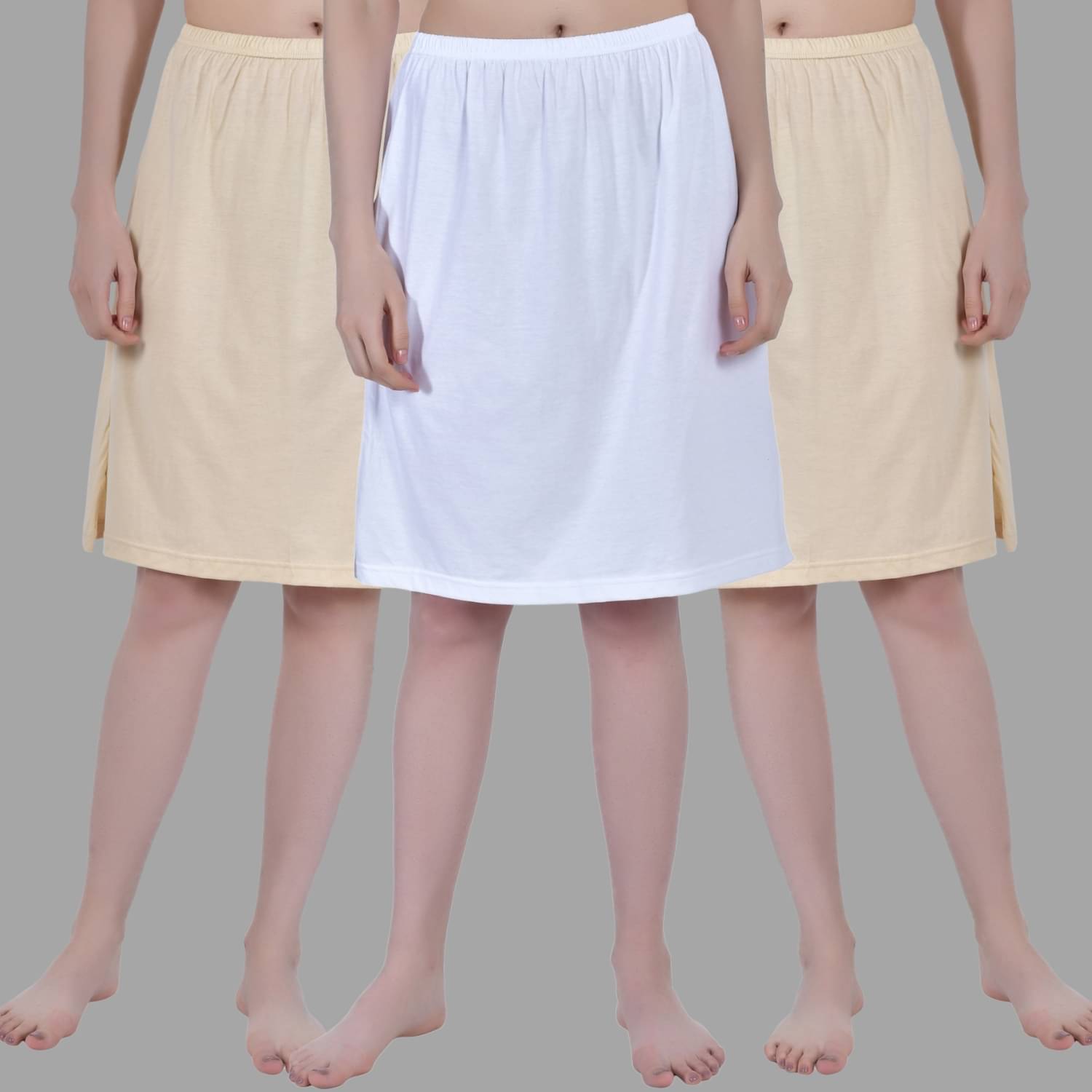     			AIMLY Beige Cotton Women's Straight Skirt ( Pack of 3 )
