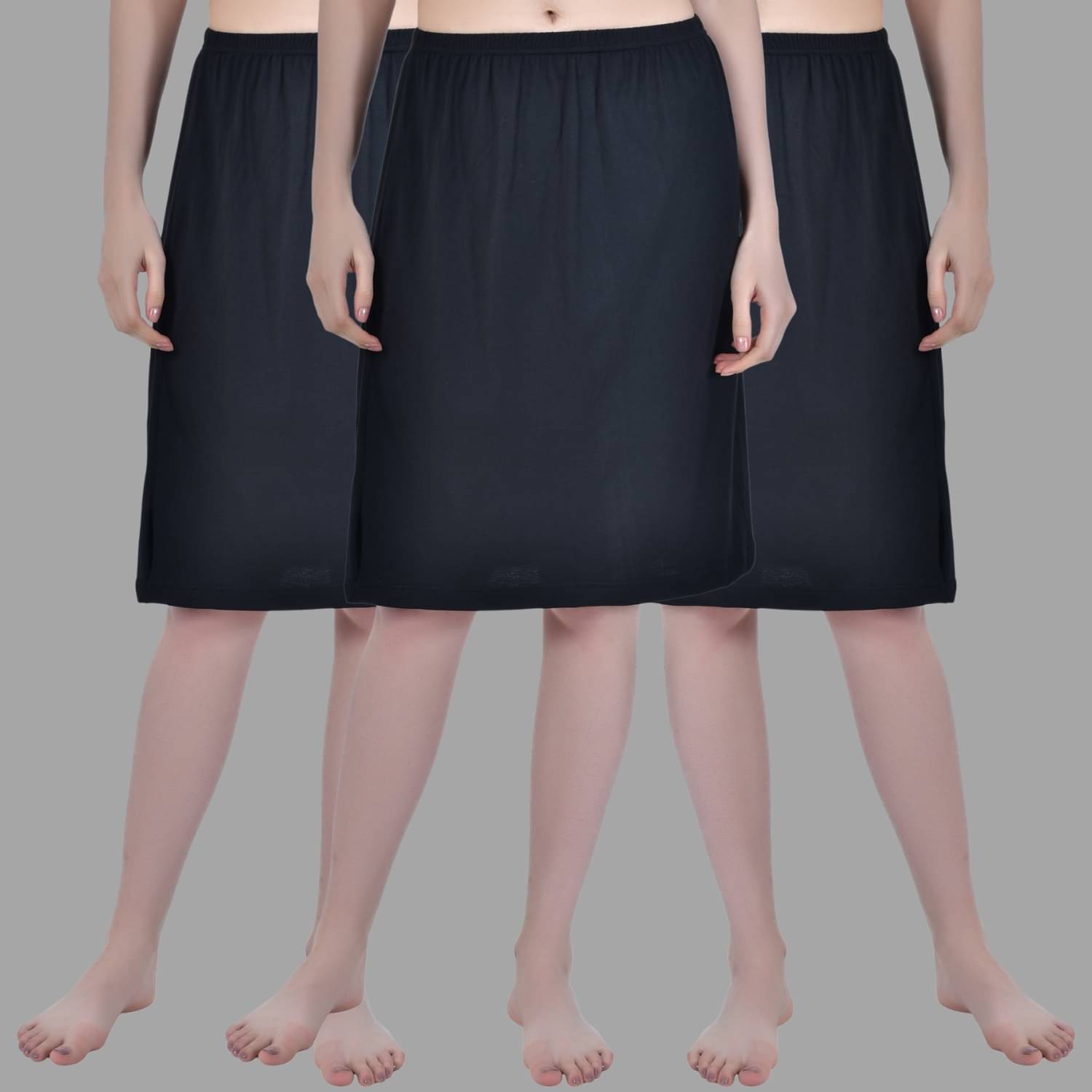AIMLY Black Cotton Women's Straight Skirt ( Pack of 3 ) AIMLY Black Cotton Women's Straight Skirt ( Pack of 3 )