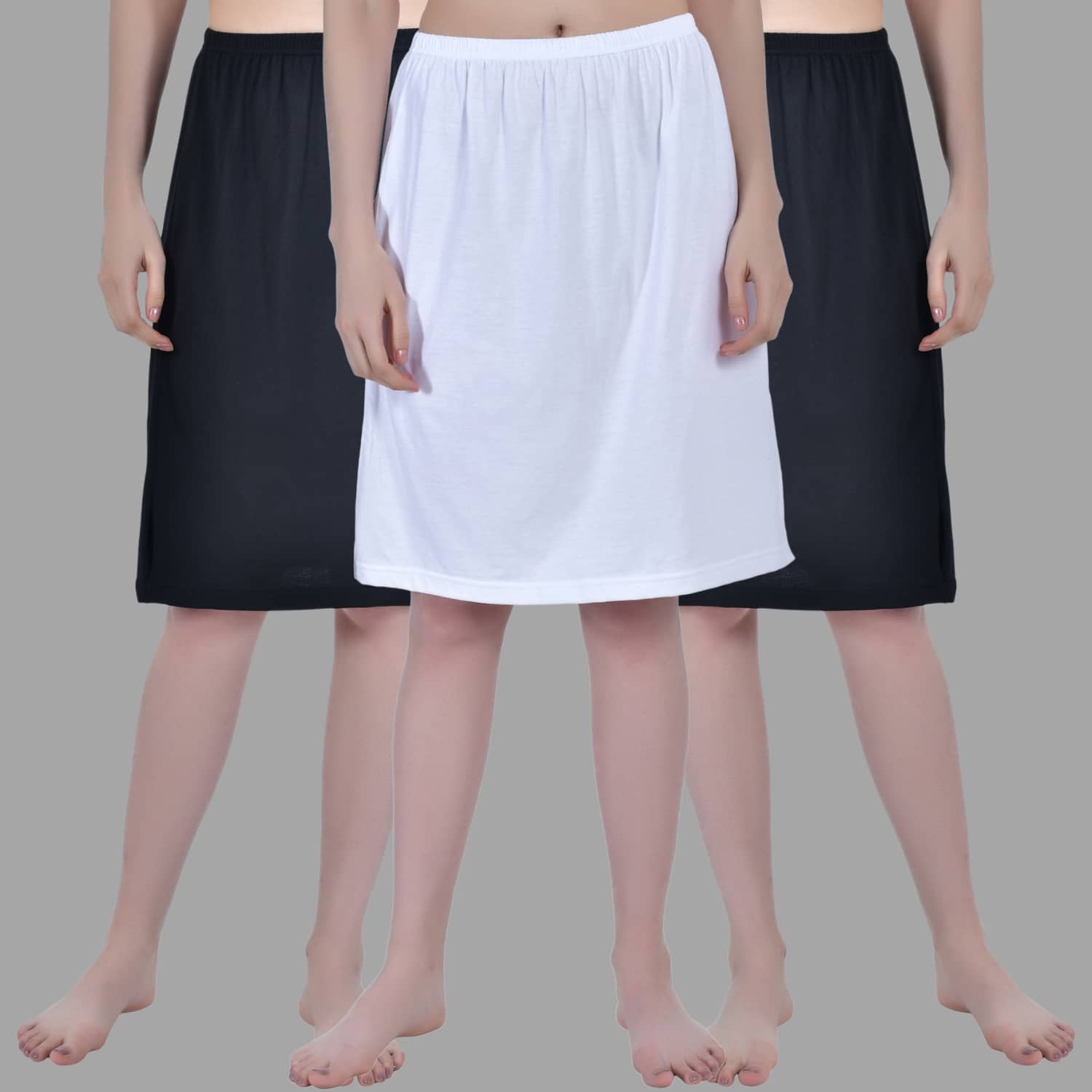 AIMLY Black Cotton Women's Straight Skirt ( Pack of 3 )