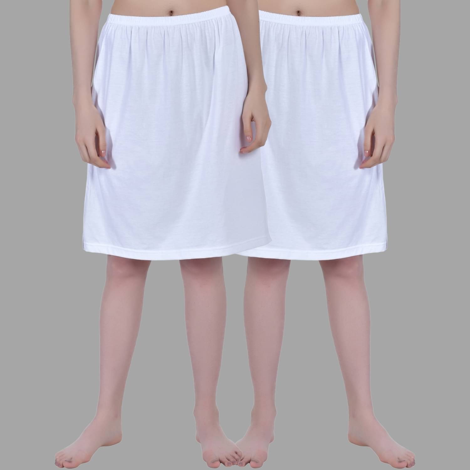     			AIMLY White Cotton Women's Straight Skirt ( Pack of 2 )