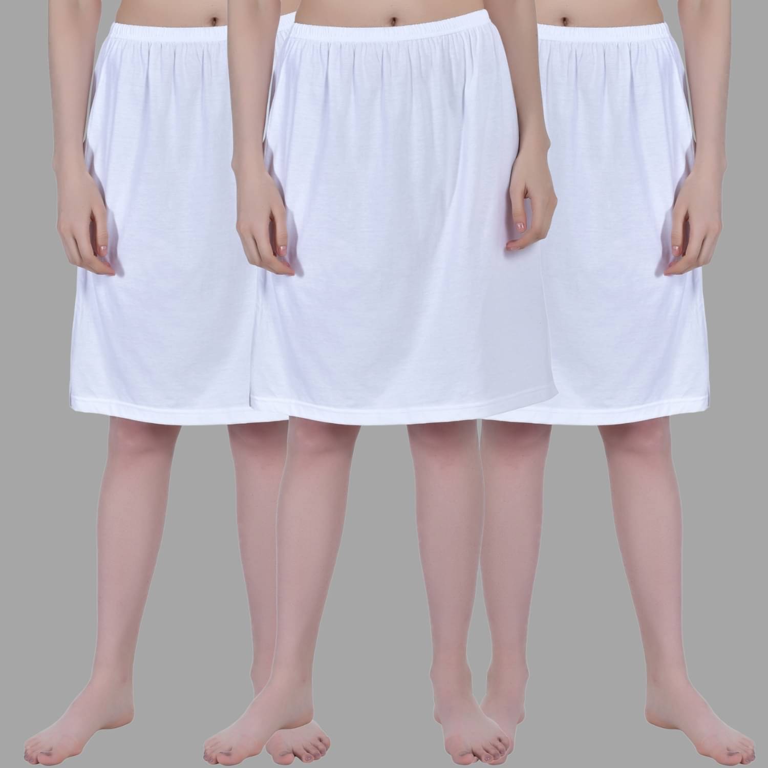     			AIMLY White Cotton Women's Straight Skirt ( Pack of 3 )