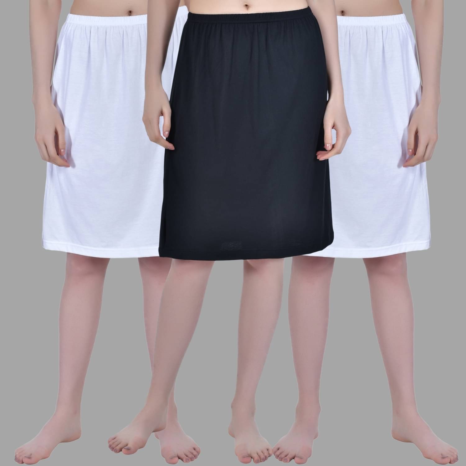 AIMLY White Cotton Women's Straight Skirt ( Pack of 3 ) AIMLY White Cotton Women's Straight Skirt ( Pack of 3 )