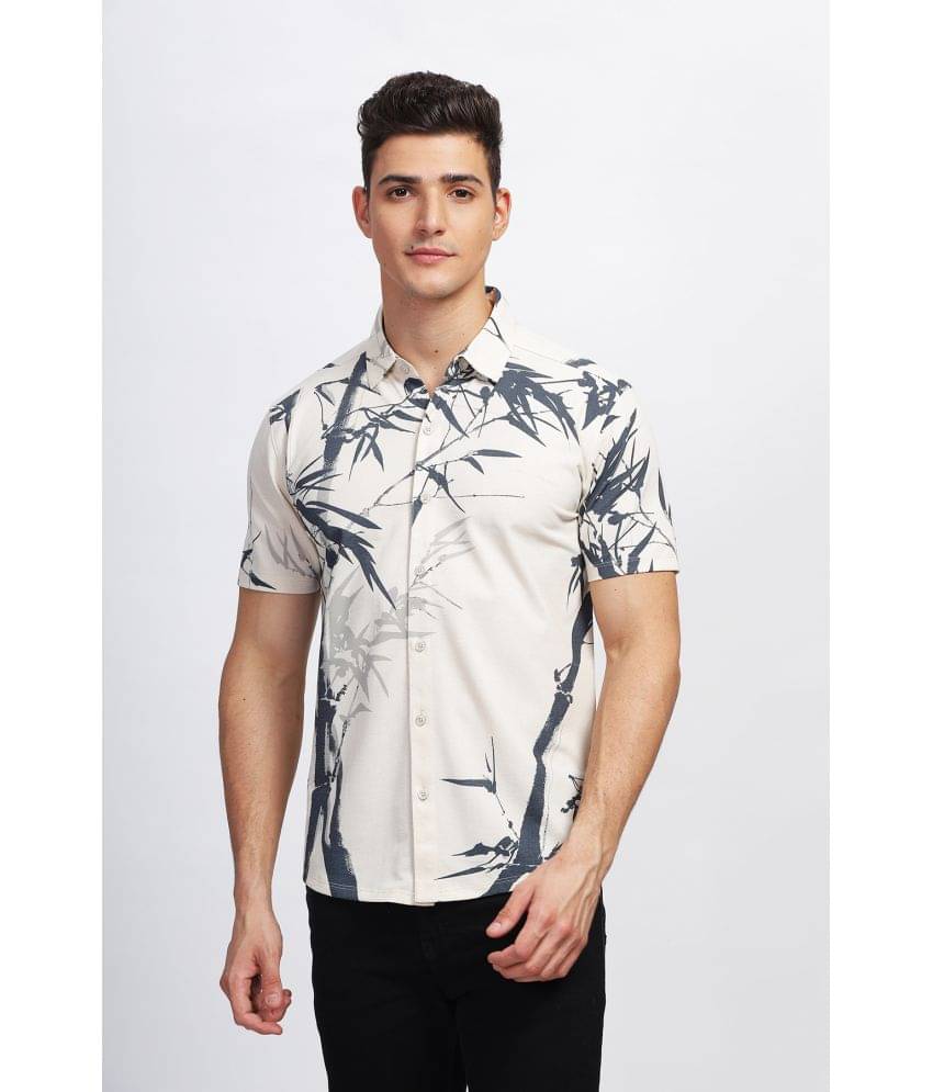     			BULLMER Cotton Blend Regular Fit Printed Half Sleeves Men's Casual Shirt - Cream ( Pack of 1 )