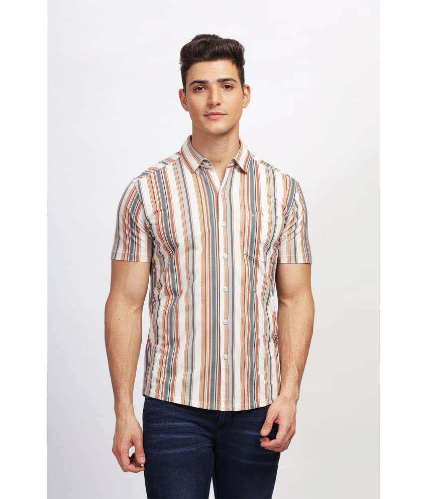     			BULLMER Cotton Blend Regular Fit Printed Half Sleeves Men's Casual Shirt - Beige ( Pack of 1 )