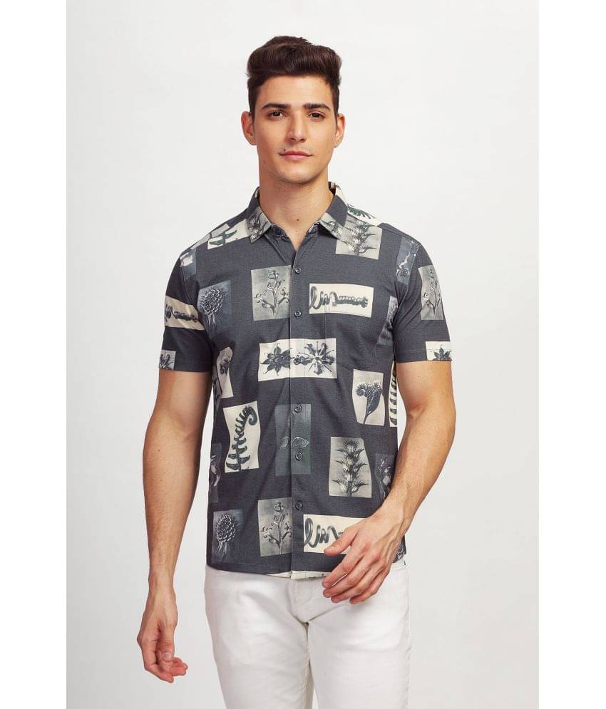     			BULLMER Cotton Blend Regular Fit Printed Half Sleeves Men's Casual Shirt - Black ( Pack of 1 )