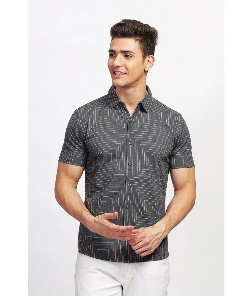     			BULLMER Cotton Blend Regular Fit Printed Half Sleeves Men's Casual Shirt - Grey ( Pack of 1 )