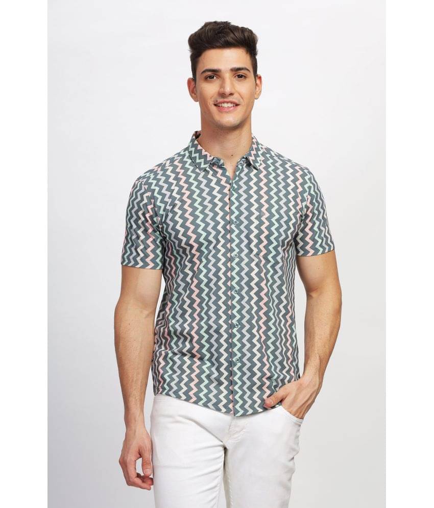     			BULLMER Cotton Blend Regular Fit Printed Half Sleeves Men's Casual Shirt - Teal ( Pack of 1 )