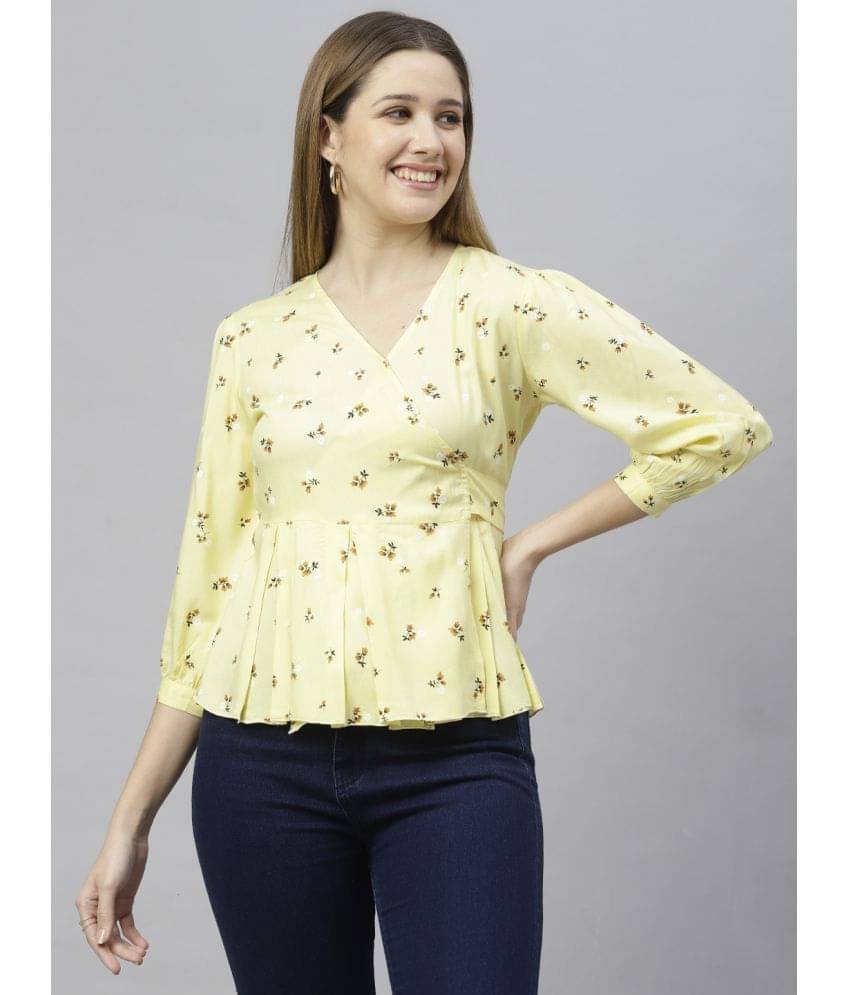     			Flamboyant Women's Rayon Peplum Top ( Yellow )